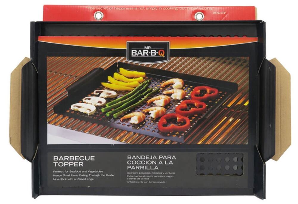 New Stainless Steel BBQ Grill Topper Pan Tray for Vegetables, Meats, & Seafood's